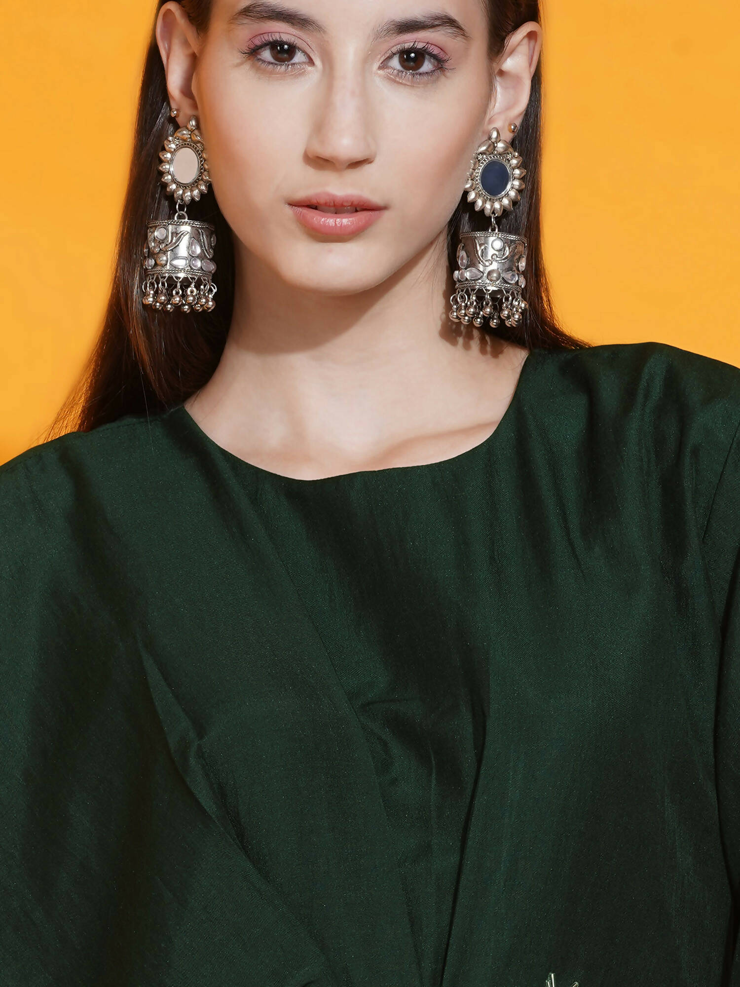 Women Republic Green Fusion Style Kurta With Hand Embellishment And Pants | Swadesiicart