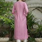 Indian Clothing Cheera Embellished Daily Wear Cotton Blend Kurta - Baby Pink - Swadesiicart
