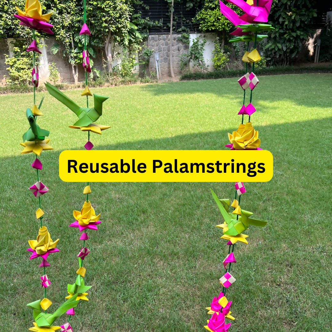 Shuddh Natural Hand Made Palm Leaf Lotus & Parrot Hanging | Swadesiicart