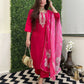 The52 Rani Women's Beautiful Viscose Chanderi Fabric Embroidered Work Straight Kurta Pant and Dupatta Set - Swadesiicart