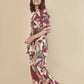 Breathables Women’S Loungewear Kaftan Cotton Wine Abstract Print Co-Ord Set