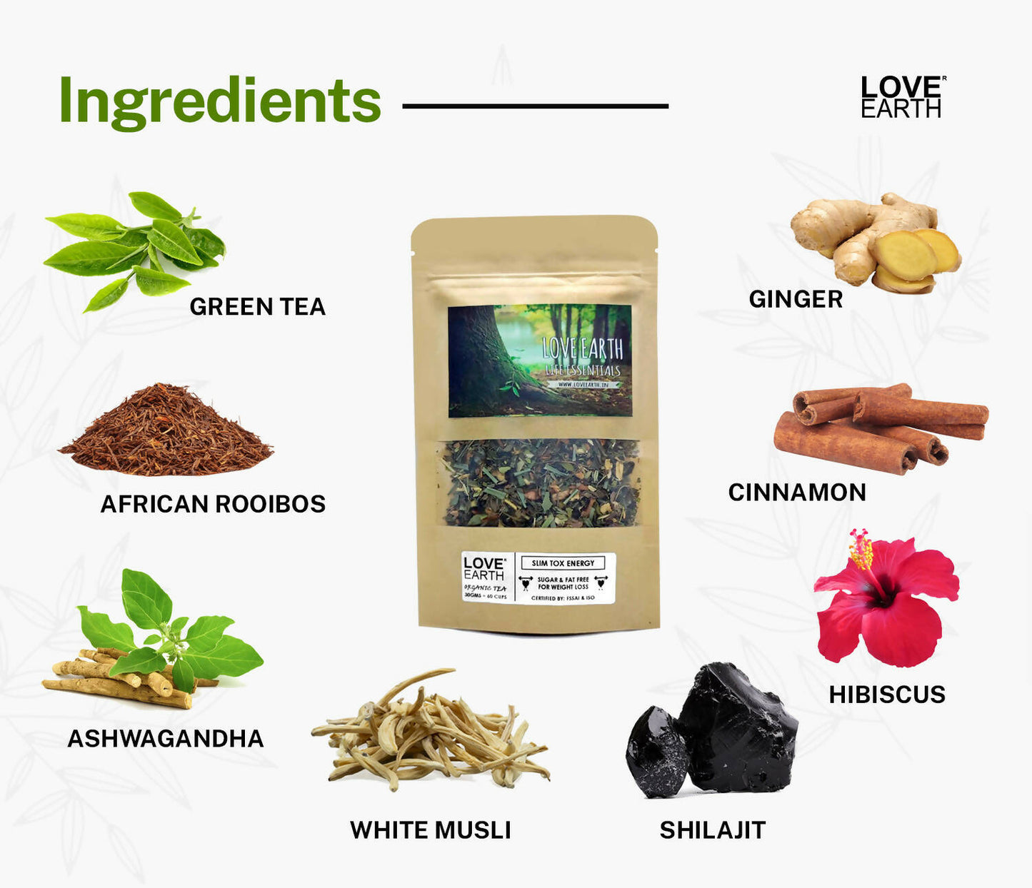 Love Earth Life Essentials Organic tea (Slim Tox Energy) - Swadesiicart