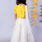 Lil Drama Festive Girls White Lehanga and Yellow Choli with Dupatta Ethnic Set | Swadesiicart