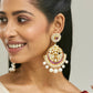 Nuyug 22K Gold-Plated Elegant Ruby & Kundan Stone Studded With Pearl Beaded Floral Chandbalis | Swadesiicart