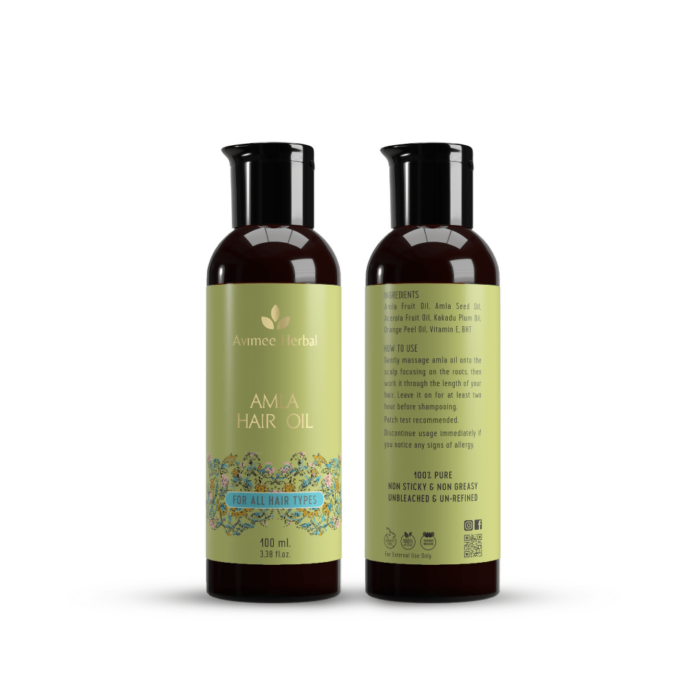 Avimee Herbal Amla Hair Oil For Grey Hair & Dandruff With Vitamin E and Amla Seed Oil - Swadesiicart