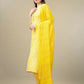 Jyoti Fashion Women's Yellow Rayon Embroidery & Sequence work Kurta with Trouser & Dupatta | Swadesiicart