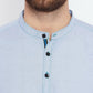 Even Apparels Blue Pure Cotton With Band Collar Men's Kurta | Swadesiicart
