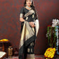 Lorenvalley Fashion Black Soft Silk Woven Design Gold Zari Weaving Saree - Swadesiicart