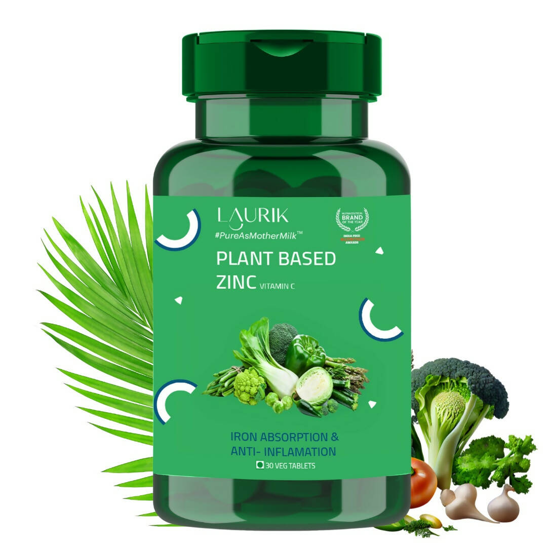 Laurik Plant Based Zinc And Vitamin C Tablets | Supplements Help Iron Absorption And Immune Support For Men And Women | Swadesiicart