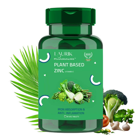 Laurik Plant Based Zinc And Vitamin C Tablets | Supplements Help Iron Absorption And Immune Support For Men And Women | Swadesiicart