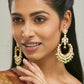 Nuyug 22K Gold-Plated Elegant Kundan Studded & Beaded Floral Chandbali Earrings | Swadesiicart