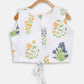 Ahalyaa Off White Cotton Printed Kids Top and Palazzo With Net Jacket For Girls | Swadesiicart