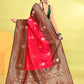 Joban Fashion Rani Pink & Bottle Green Plain With Weaving Border Banarasi Silk Sarees | Swadesiicart