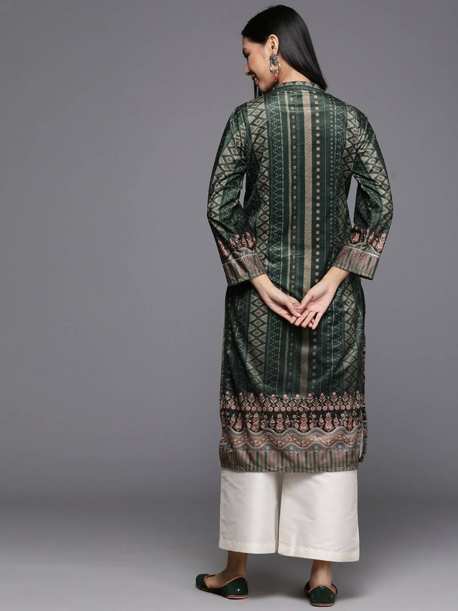Ahalyaa Women's Traditional wear Kurta - Dark Green | Swadesiicart