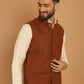 Even Apparels Pure Wool Nehru Jacket - Brown | Swadesiicart