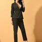 Myshka Women's Black Printed Coat With Trousers - Swadesiicart