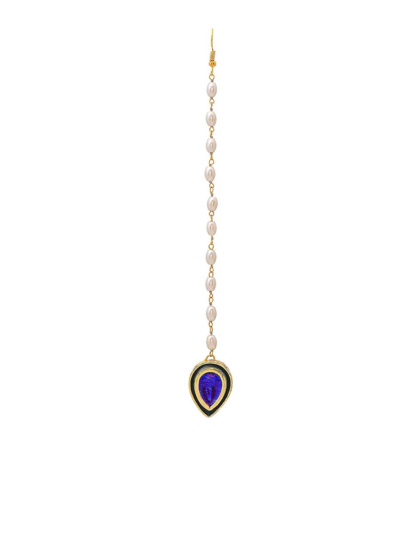 Ruby Raang Blue and Green Meenakari Kundan Maang Tikka | Swadesiicart