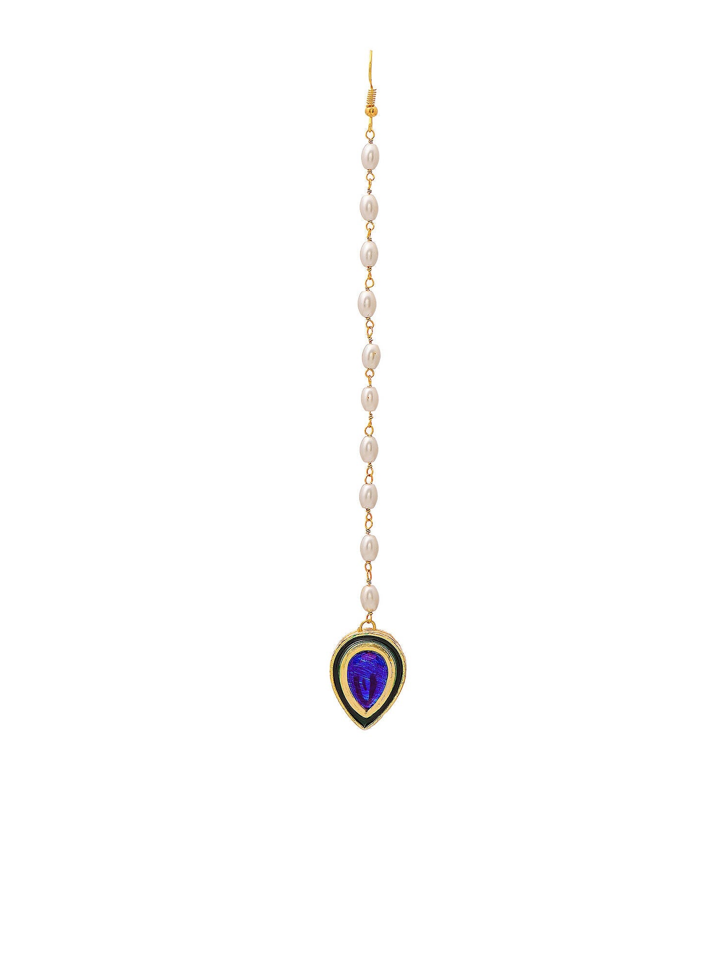 Ruby Raang Blue and Green Meenakari Kundan Maang Tikka | Swadesiicart