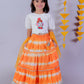 Lil Drama Janmashtami Girls Orange Lehanga and White Choli with Dupatta Ethnic Set | Swadesiicart