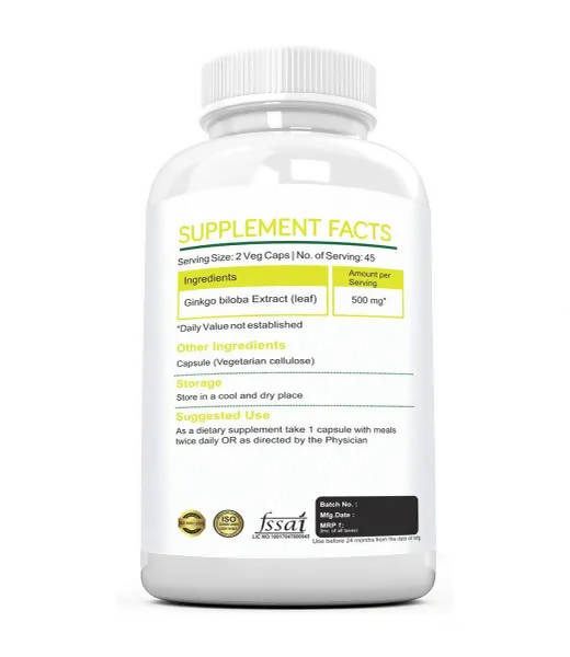 Ramini Bio Nutrition Ginkgo Biloba 500mg Veg Capsules - Swadesiicart