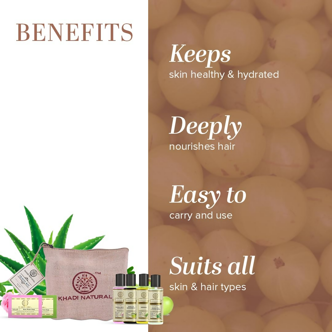 Khadi Natural Travel Kit Skincare & Haircare Essentials On-The-Go - Swadesiicart