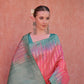 Vishnu Weaves Women's Pink Tussar Silk Woven Saree with Blouse - Swadesiicart