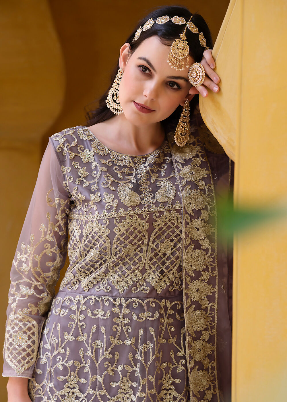 Pretty Pink Pure Butterfly Net Wedding Wear Anarkali Suit - Emponline | Swadesiicart