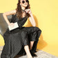 Ahalyaa Women Black Colour Poly Silk Gold Printed Kurta Pant Set | Swadesiicart