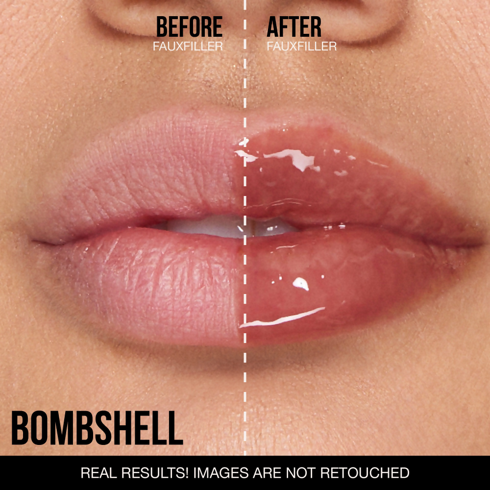 Huda Beauty Faux Filler Extra Shine Lip Gloss - Bombshell | Swadesiicart