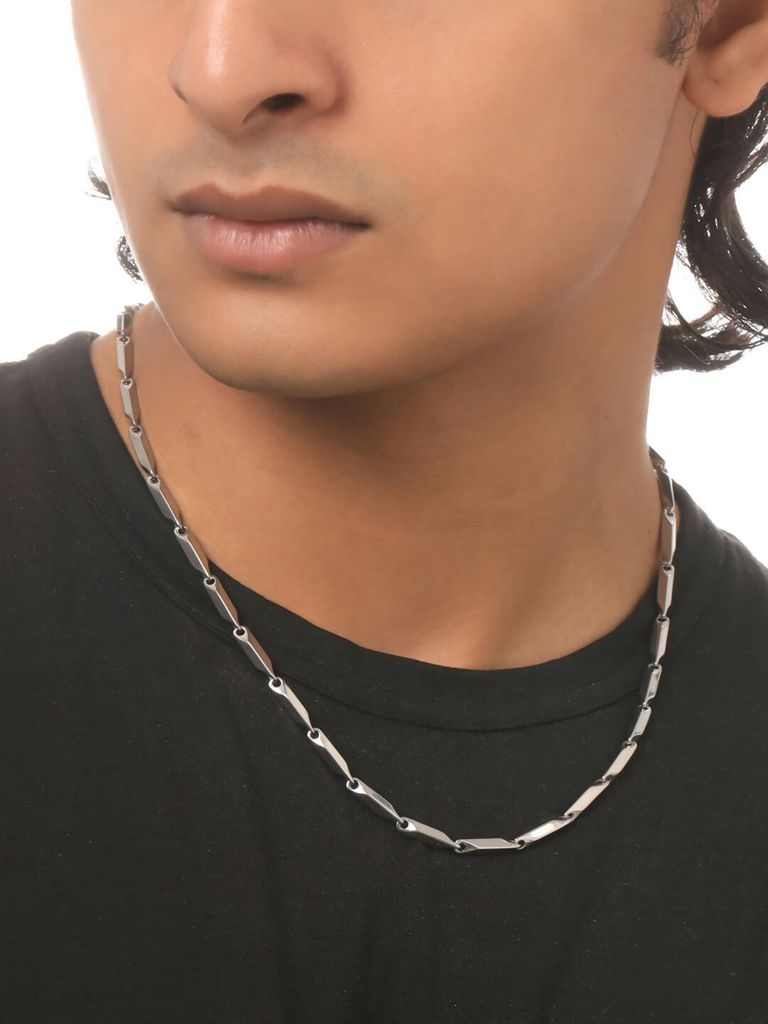 NVR Men Rhodium-Plated Stainless Steel Bohemian Chain | Swadesiicart