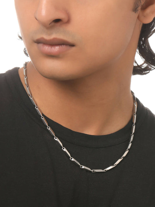 NVR Men Rhodium-Plated Stainless Steel Bohemian Chain | Swadesiicart