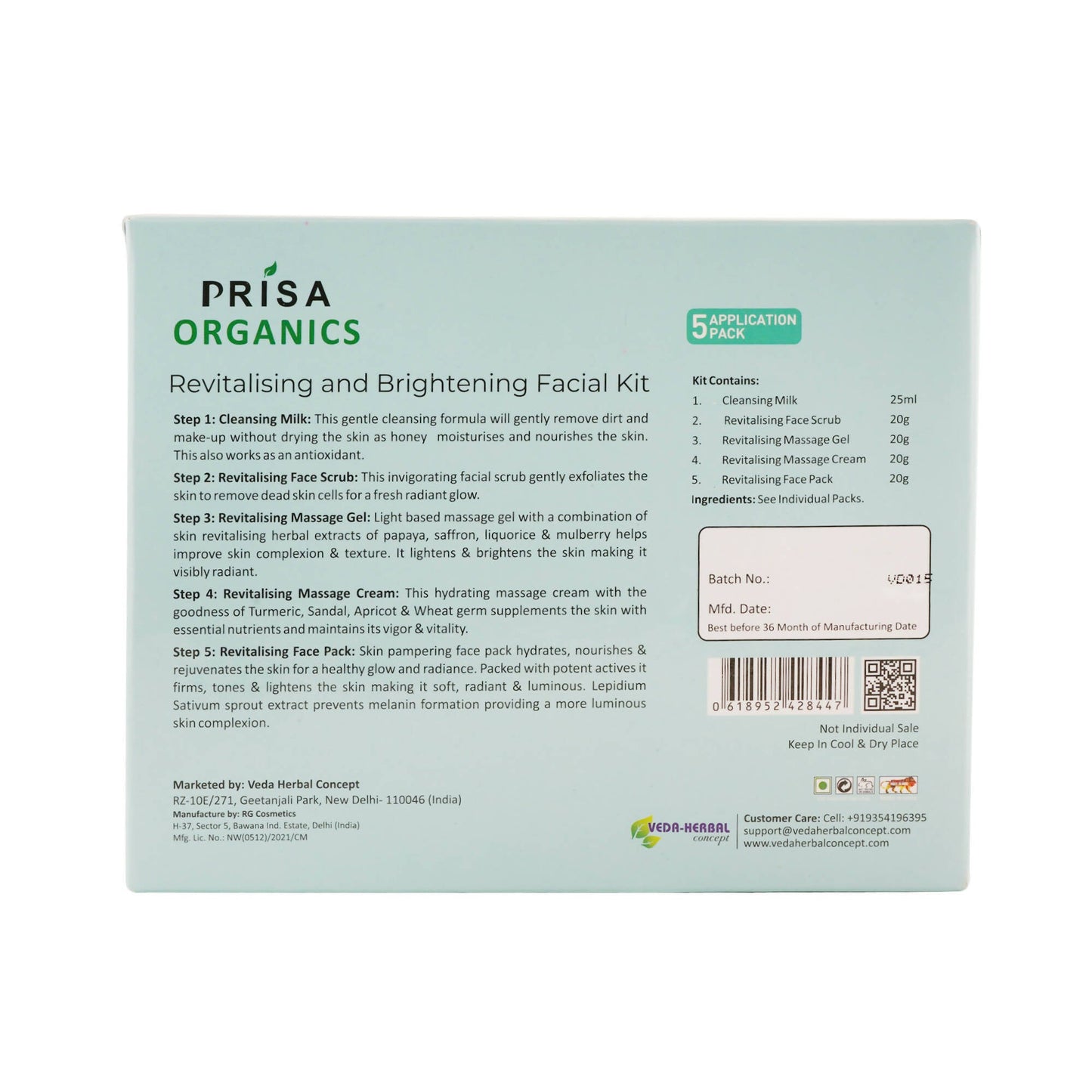 Prisa Organics Whitening Facial Kit - Swadesiicart