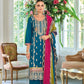 Anaita Teal Premium Embroidered Chinon Stitched Salwar Suit