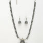 NVR Women's Silver-Toned German Silver Oxidised Necklace with Jhumka Earrings - Swadesiicart