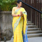 Beatitude Yellow Slub Cotton Floral Jamdani Saree