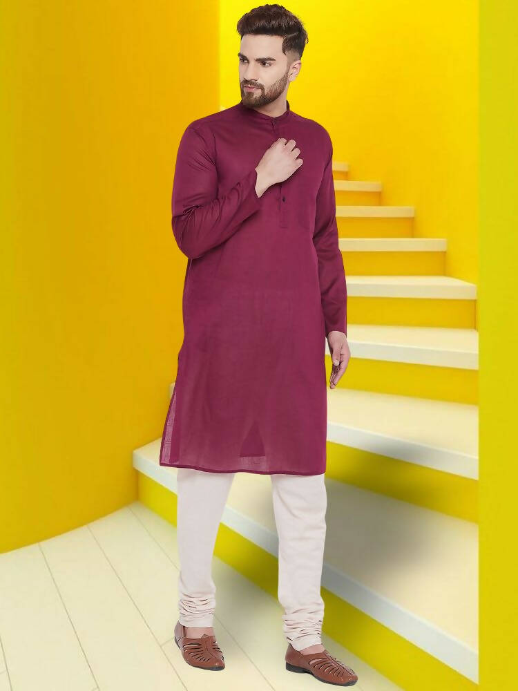 Even Apparels Pure Cotton Maroon Kurta - Maroon | Swadesiicart
