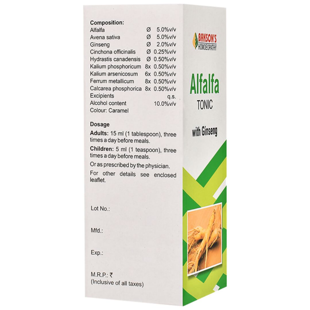Bakson's Homeopathy Alfalfa Tonic with Ginseng | Swadesiicart