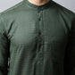 Even Apparels Green Color Viscose Pure Cotton Men's Kurta With Band Collar (SLD1197) | Swadesiicart