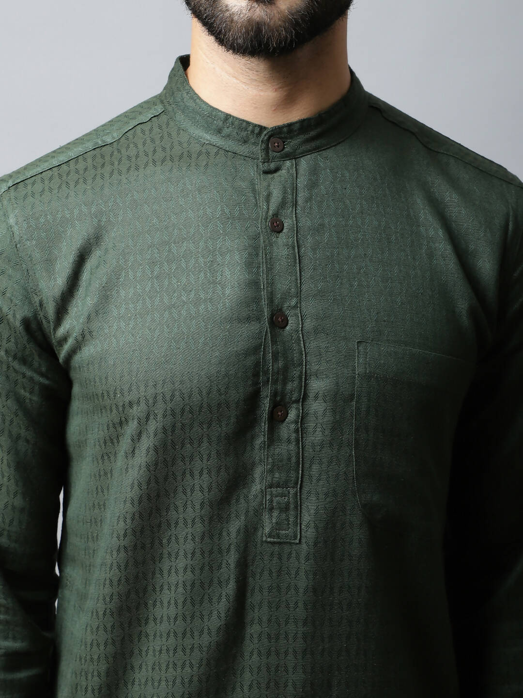 Even Apparels Green Color Viscose Pure Cotton Men's Kurta With Band Collar (SLD1197) | Swadesiicart
