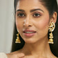 Nuyug 22K Gold-Plated Elegant Kundan Stone Studded & Pearl Drops Mini Jhumki Dangler Earrings | Swadesiicart