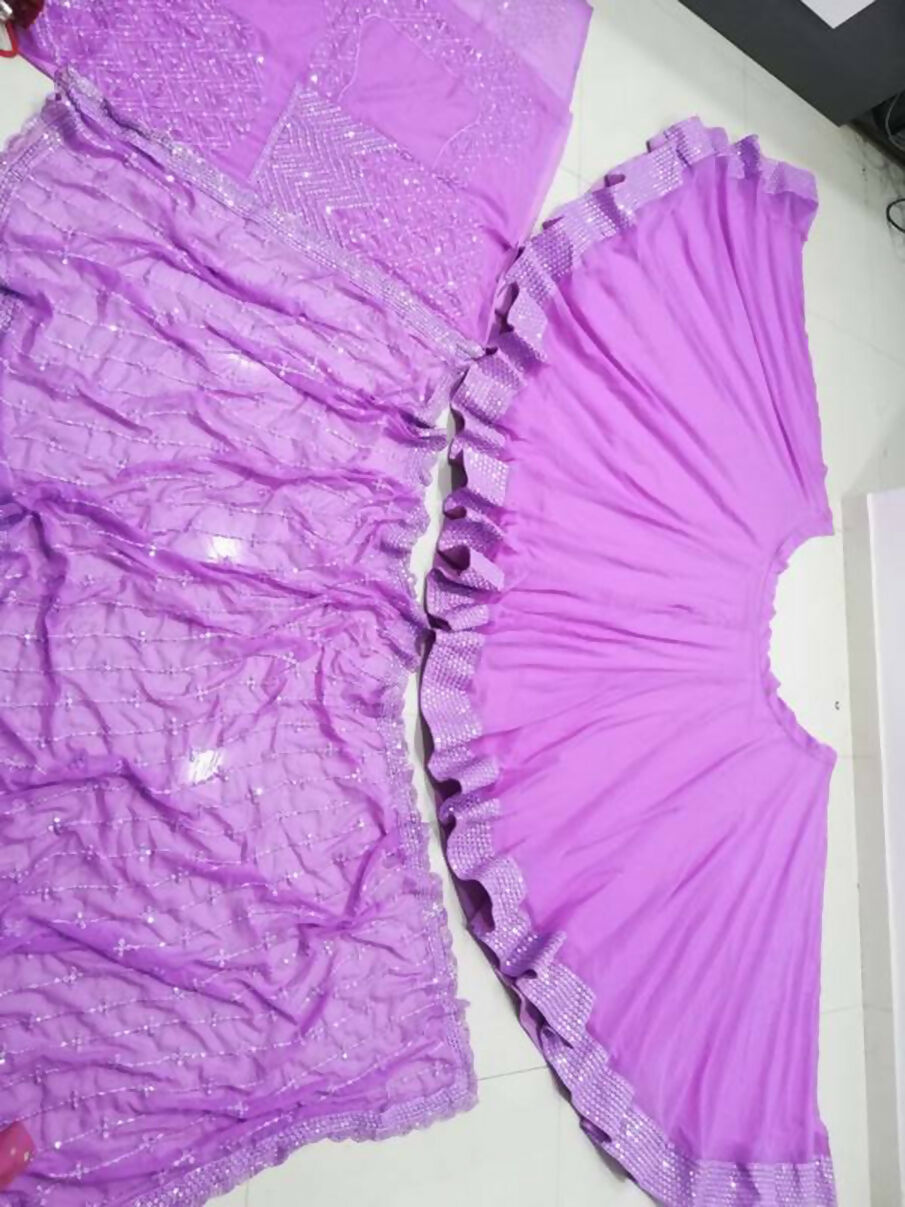Jyoti Fashion Beautiful Lavender Sequence with Thread Embroidery work Faux Georgette Lehenga Choli with Dupatta | Swadesiicart