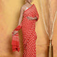 Very Much Indian Handblock Printed Cotton Saree With Natural Dyes - Orange | Swadesiicart