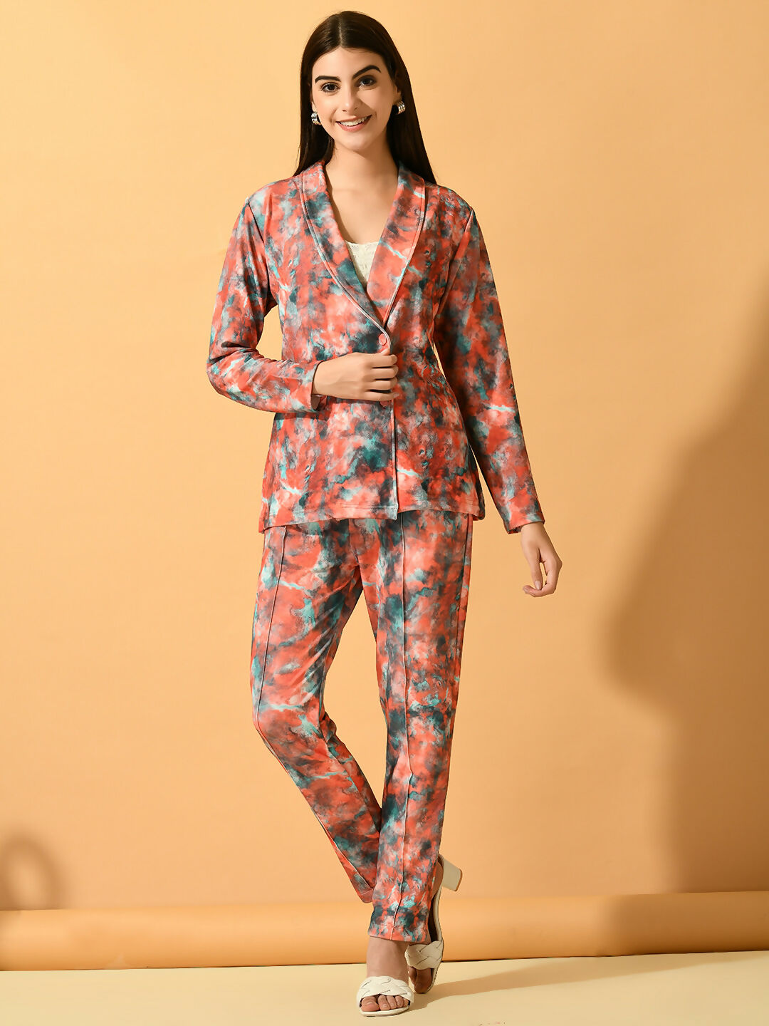 Myshka Women's Multi Printed Coat With Trousers - Swadesiicart
