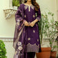 The52 Wine Women's Beautiful Viscose Chanderi Fabric Thread Work Straight Kurta Pant and Dupatta Set - Swadesiicart