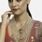 Gold-Toned White Gold-Polished Pearls Layered Handcrafted Necklace - Ruby Raang | Swadesiicart