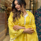 The52 Yellow Women's Gorgeous Embroidered Georgette Fabric Straight Kurta Pant with Dupatta Set - Swadesiicart
