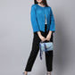 Even Apparels Blue 100% Viscose Open Front Statement Women's Jacket | Swadesiicart