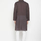 Even Apparels Brown Pure Cotton Long Men's Kurta With Band Collar | Swadesiicart