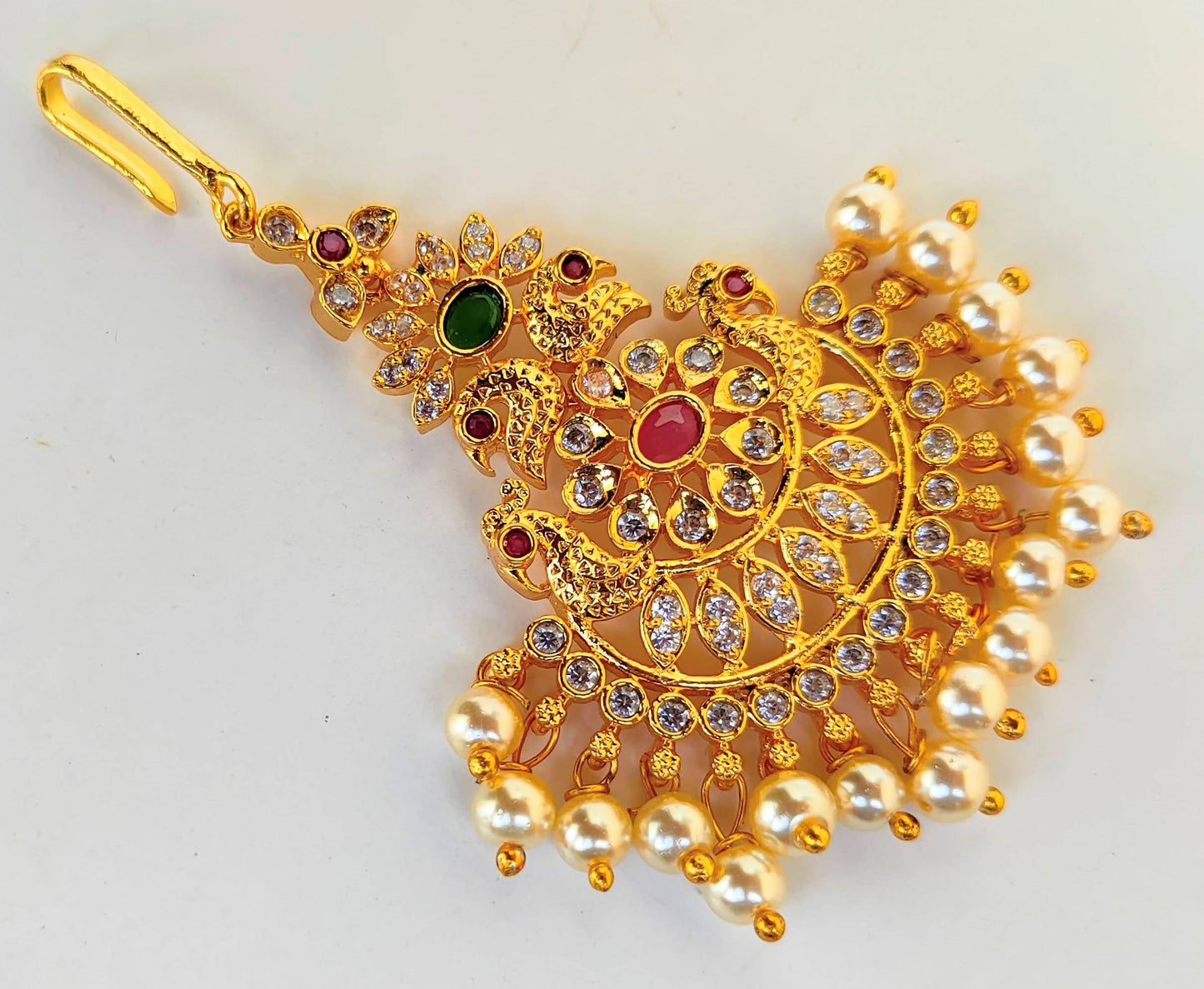 Multicolor AD Peacock Bridal Maang Tikka | Swadesiicart