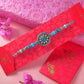Sea Blue Beads & Stones Rakhi With Kaju Anjeer Barfi Combo | Swadesiicart